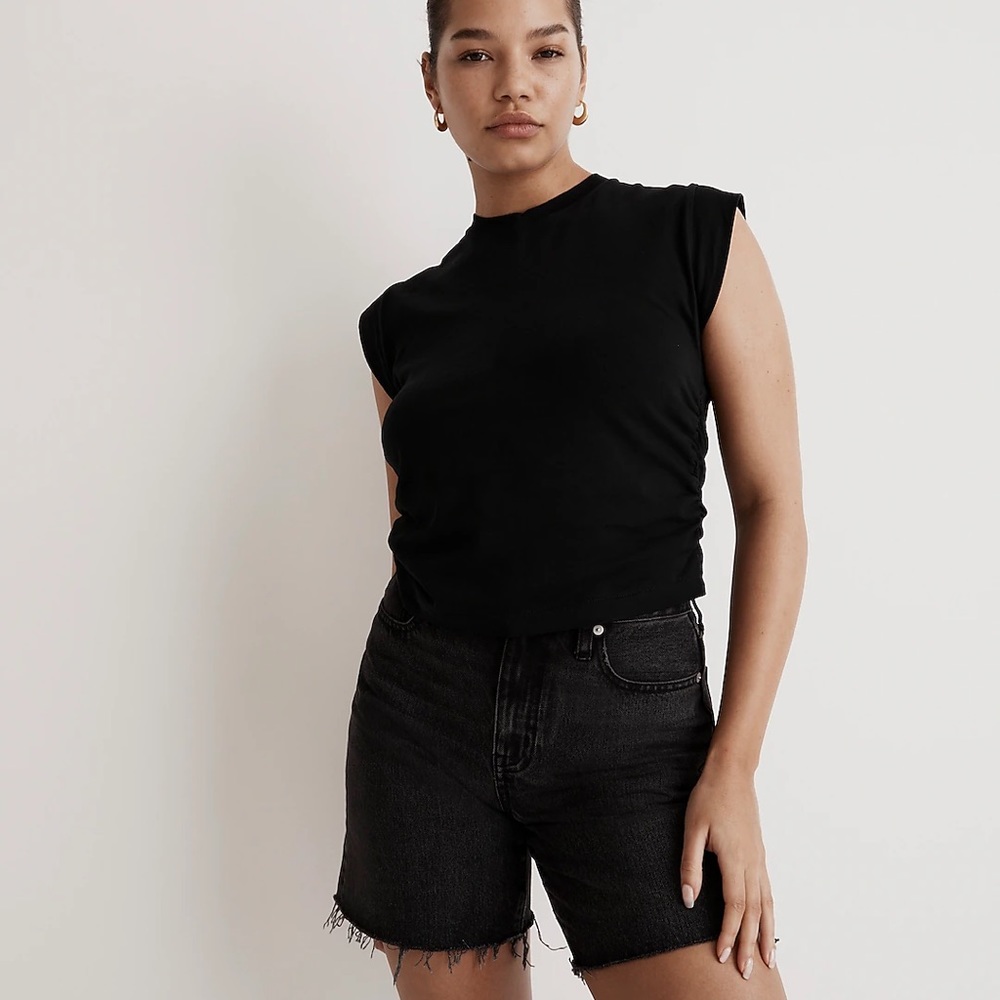 Madewell Black Sleeveless Mock-Neck Tee